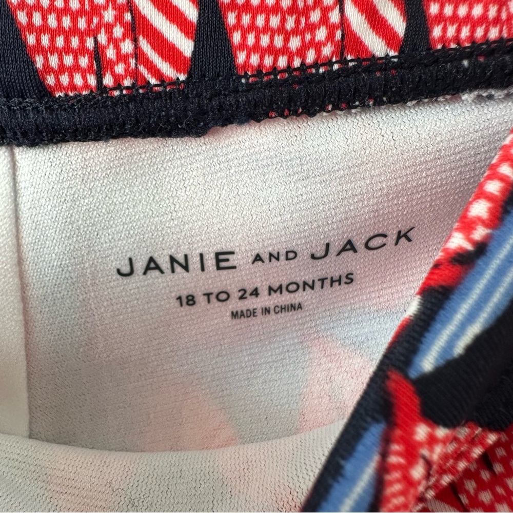 JANIE & JACK navy sailboat swim trunks - Picture 2 of 4